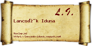 Lancsák Iduna névjegykártya